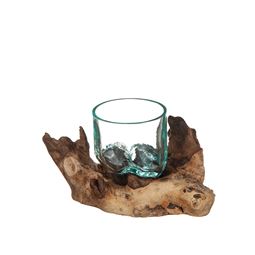 Ljuslyktor - Glasskål på Trädrot