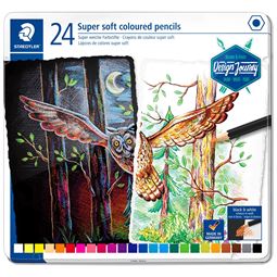 Akvarell/Teckna/Måla - Färgblyertspennor Super soft i metallask