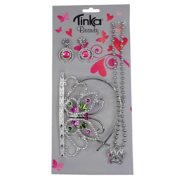 Smycken/smink/klänningar - Tiara, Halsband, Örhänge Rosa