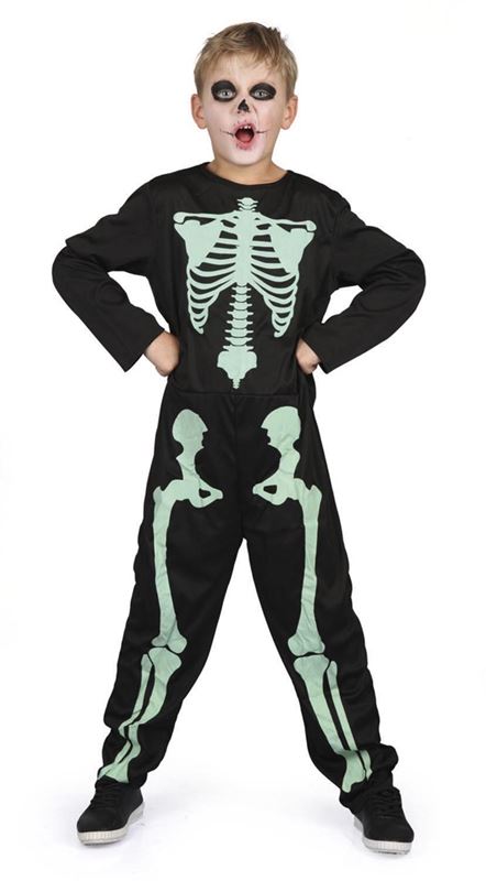 Halloween - Självlysande Skelettdräkt 120 cm