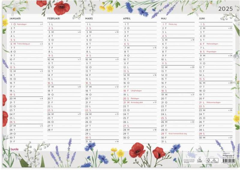 Årsbundet - Väggblad Blomster 2025