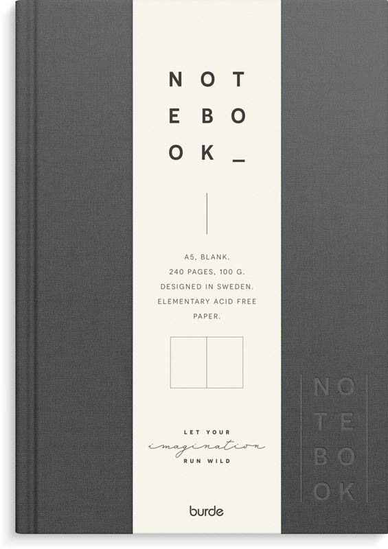 Böcker 6% - Skrivbok Mörkgrå Olinjerad