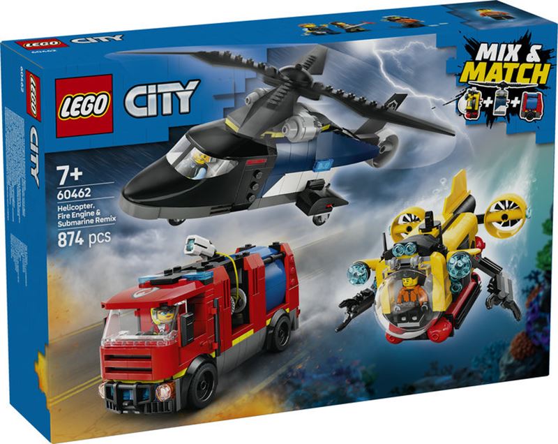 City - City Helikopter, Brandbil Och Ubåt