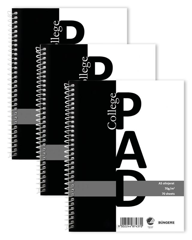 Block & Papper - Kollegieblock A5 Olinjerat