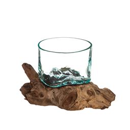 Ljuslyktor - Glasskål på Trädrot