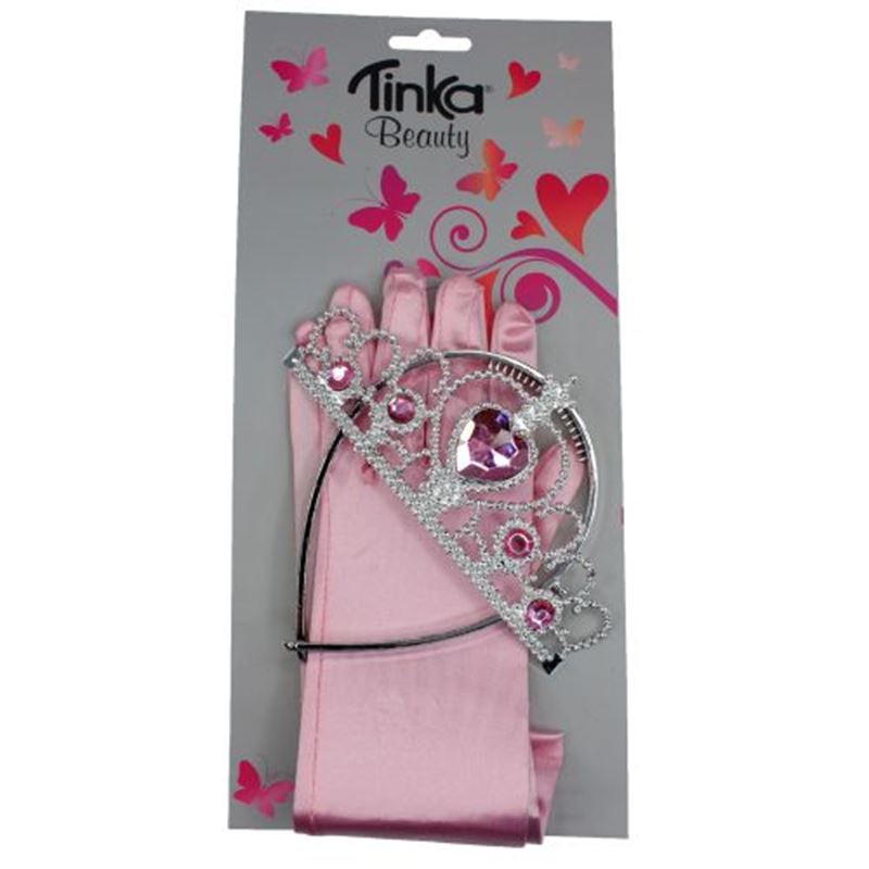 Smycken/Smink/Klänningar - Tiara och Handskar Rosa