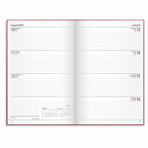 Årsbundet - Dagbokskalender Röd 2026