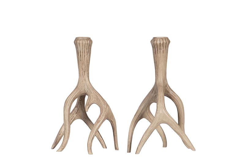 Ljuslyktor - Ljusstake Renhorn Natur Poly