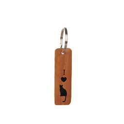 Nyckelringar - Nyckelring Teak Katt
